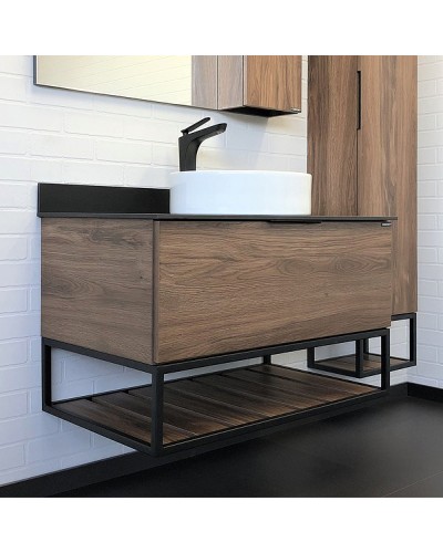 Тумба с раковиной Comforty Порто 90 00-00008927 подвесная Дуб темно-коричневый