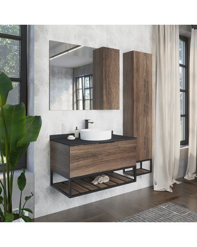 Тумба с раковиной Comforty Порто 90 00-00008927 подвесная Дуб темно-коричневый