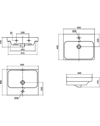 Тумба с раковиной Comforty Вена 55 00-00008928 подвесная Дуб дымчатый