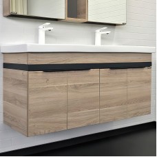 Тумба с раковинами Comforty Дуэт 125 00-00009925 подвесная Дуб натуральный