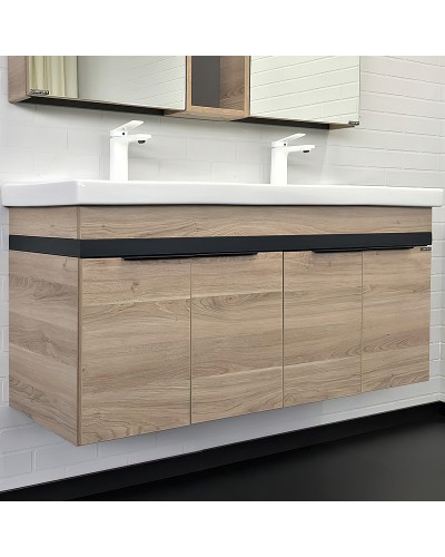 Тумба с раковинами Comforty Дуэт 125 00-00009925 подвесная Дуб натуральный