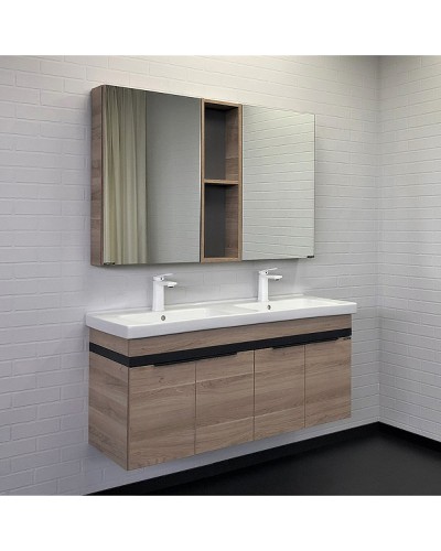 Тумба с раковинами Comforty Дуэт 125 00-00009925 подвесная Дуб натуральный