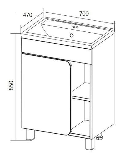 Тумба под раковину 1MarKa Nuvo 70 У76063 Дуб сонома