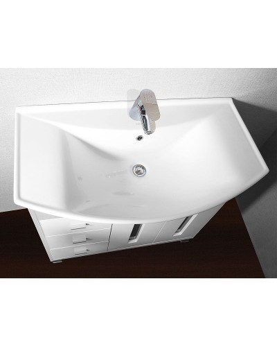 Тумба под раковину Бриклаер Бали 85 4627125411311 Светлая лиственница Белая глянцевая