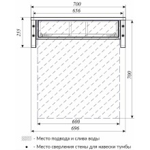 Тумба под раковину 1MarKa Grunge Loft 70П Ц0000015940 подвесная Дуб Вотан