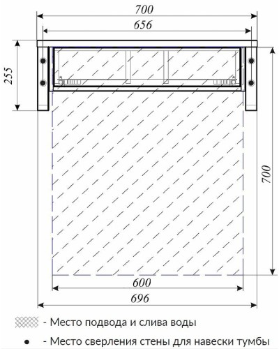 Тумба под раковину 1MarKa Grunge Loft 70П Ц0000015940 подвесная Дуб Вотан