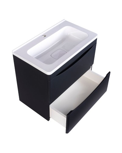 Тумба под раковину Style Line Бергамо 60 СС-00002318 подвесная Черная антискрейч