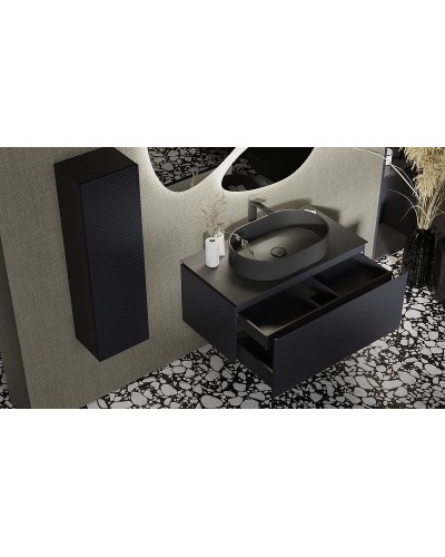 Тумба под раковину Jorno Stone 100 Stn.01.100/P/A/JR подвесная Антрацит