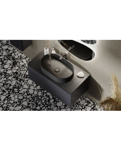 Тумба под раковину Jorno Stone 100 Stn.01.100/P/A/JR подвесная Антрацит