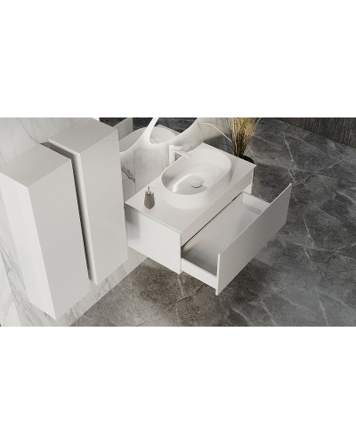 Тумба под раковину Jorno Stone 100 Stn.01.100/P/W/JR подвесная Белая