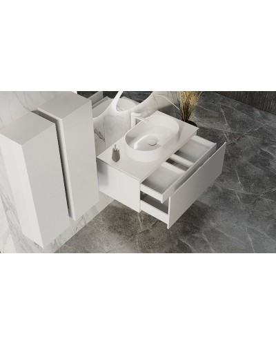 Тумба под раковину Jorno Stone 100 Stn.01.100/P/W/JR подвесная Белая