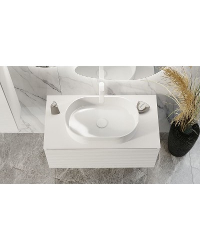 Тумба под раковину Jorno Stone 100 Stn.01.100/P/W/JR подвесная Белая