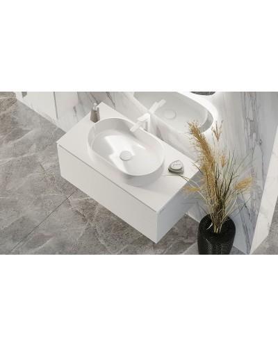 Тумба под раковину Jorno Stone 100 Stn.01.100/P/W/JR подвесная Белая