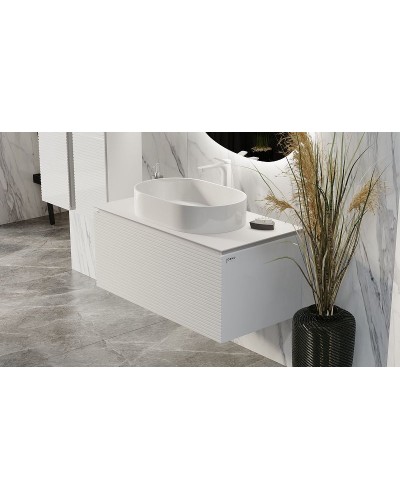 Тумба под раковину Jorno Stone 100 Stn.01.100/P/W/JR подвесная Белая