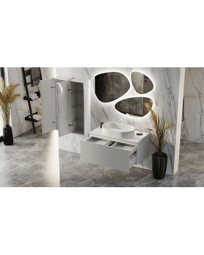 Тумба под раковину Jorno Stone 100 Stn.01.100/P/W/JR подвесная Белая