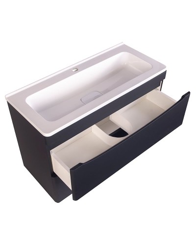 Тумба под раковину Style Line Бергамо 80 СС-00002324 подвесная Черная антискрейч