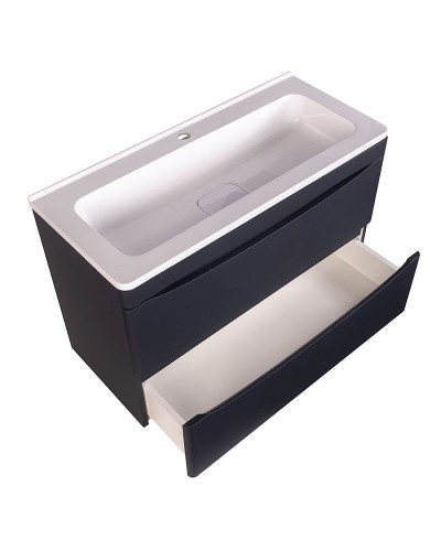 Тумба под раковину Style Line Бергамо 80 СС-00002324 подвесная Черная антискрейч