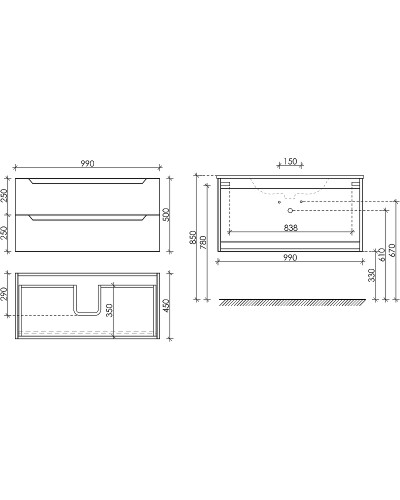 Тумба под раковину Sancos Norma 2.0 100 NR2.0100W подвесная Белый глянец
