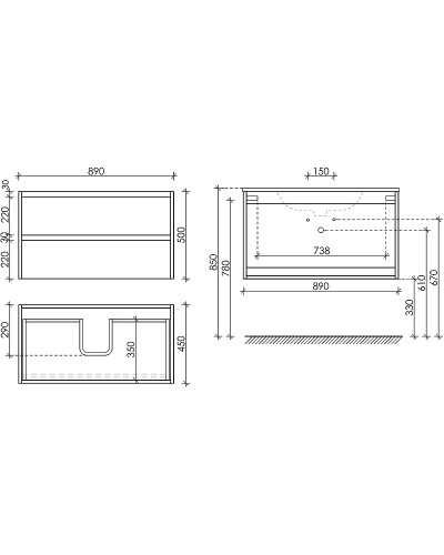 Тумба под раковину Sancos Libra 90 LB90W подвесная Белый глянец