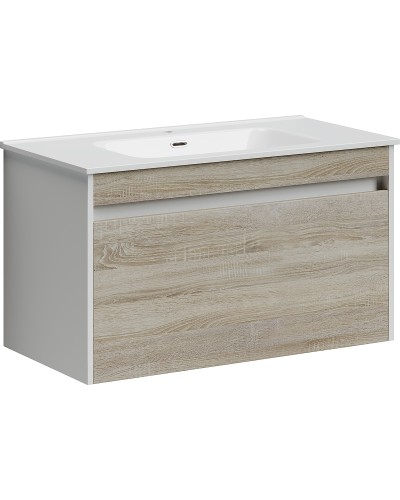 Тумба под раковину Sancos Smart 90 SM90E подвесная Дуб Бардолино Белая