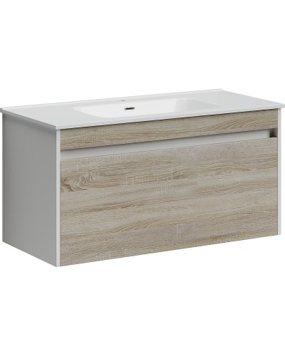 Тумба под раковину Sancos Smart 100 SM100E подвесная Дуб Бардолино Белая