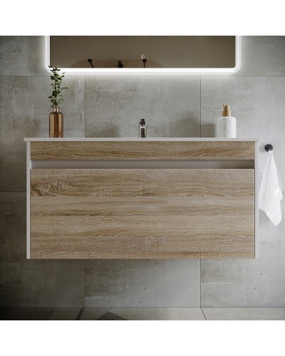 Тумба под раковину Sancos Smart 100 SM100E подвесная Дуб Бардолино Белая