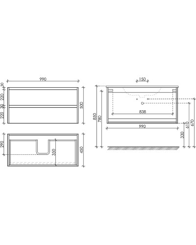 Тумба под раковину Sancos Libra 100 LB100ECH подвесная Дуб чарльстон