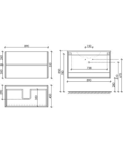 Тумба под раковину Sancos Urban 90 UR90W подвесная Белый глянец