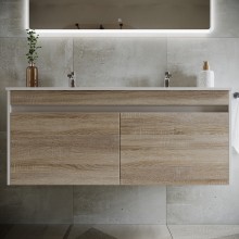 Тумба под раковину Sancos Smart 120 SM120-2E подвесная Дуб Бардолино Белая