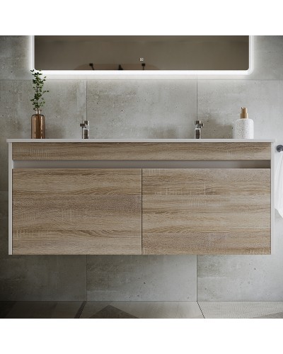 Тумба под раковину Sancos Smart 120 SM120-2E подвесная Дуб Бардолино Белая