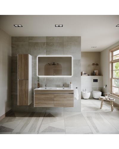 Тумба под раковину Sancos Smart 120 SM120-2E подвесная Дуб Бардолино Белая