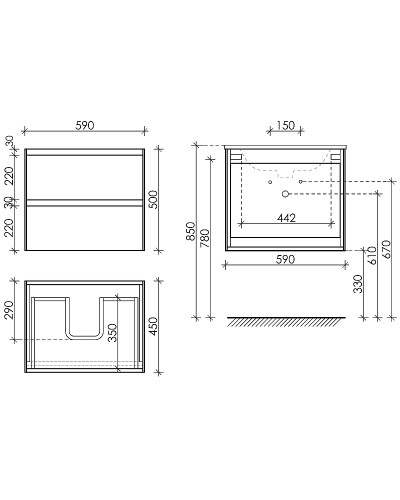 Тумба под раковину Sancos Cento 60 CN60W подвесная Белый глянец