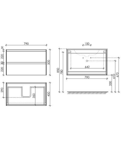 Тумба под раковину Sancos Cento 80 CN80W подвесная Белый глянец