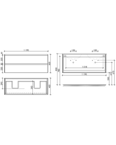 Тумба под раковину Sancos Cento 120 CN120-2KE подвесная Карпатская ель