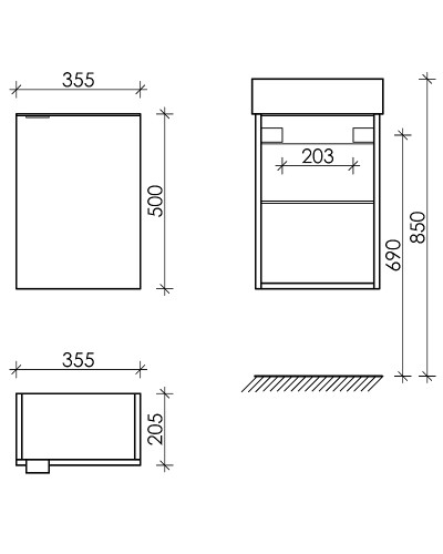Тумба под раковину Sancos Mini 37 R MN35WR подвесная Белый глянец