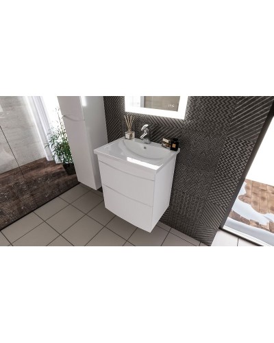 Тумба под раковину Бриклаер Вега 60 4627125415739 подвесная Белый глянец