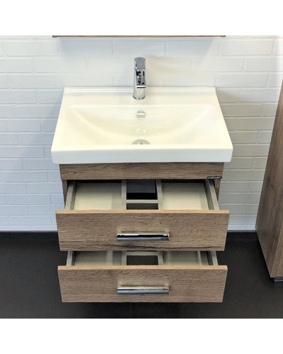 Тумба с раковиной Comforty Никосия 60П 00-00008853 подвесная Дуб темный