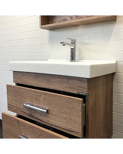 Тумба с раковиной Comforty Никосия 60П 00-00008853 подвесная Дуб темный