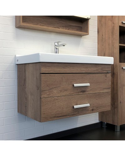 Тумба с раковиной Comforty Никосия 80П 00-00008856 подвесная Дуб темный