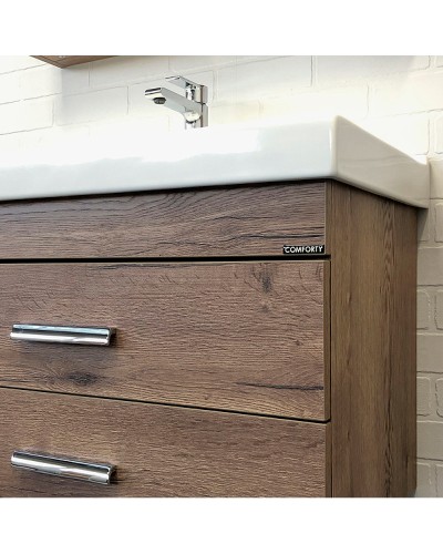 Тумба с раковиной Comforty Никосия 80П 00-00008856 подвесная Дуб темный