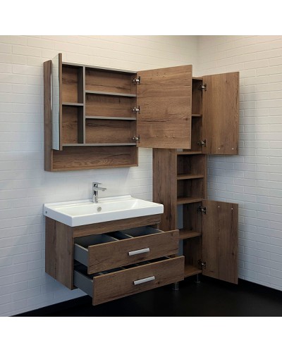 Тумба с раковиной Comforty Никосия 80П 00-00008856 подвесная Дуб темный