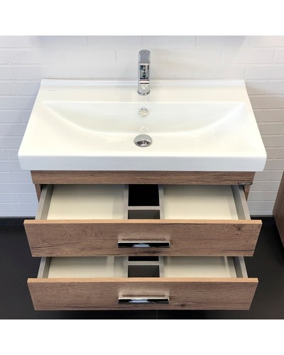 Тумба с раковиной Comforty Никосия 80П 00-00008856 подвесная Дуб темный