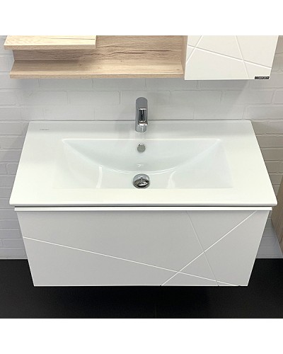 Тумба с раковиной Comforty Мерано 90 00-00008478 подвесная Дуб дымчатый