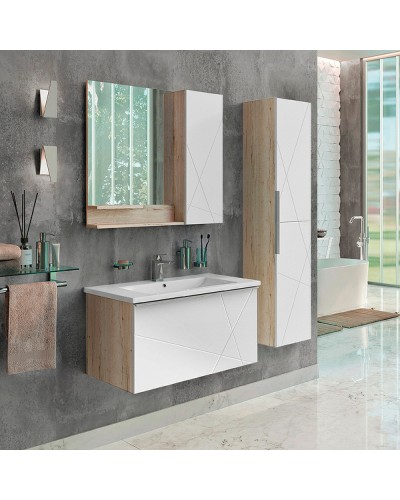 Тумба с раковиной Comforty Мерано 90 00-00008478 подвесная Дуб дымчатый