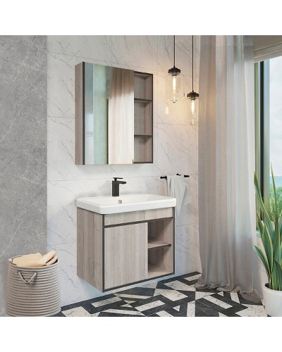 Тумба с раковиной Comforty Вена 70 00-00008929 подвесная Дуб дымчатый
