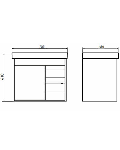 Тумба с раковиной Comforty Вена 70 00-00008929 подвесная Дуб дымчатый