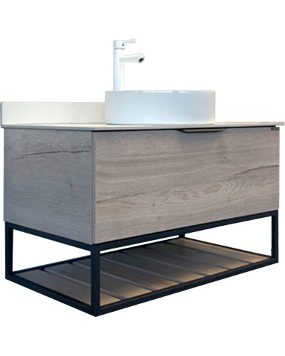 Тумба с раковиной Comforty Порто 90 00-00009322 подвесная Дуб дымчатый