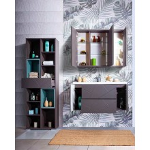 Тумба под раковину Бриклаер Кристалл 100 4627125414565 подвесная Софт Графит Ясень Анкор темный