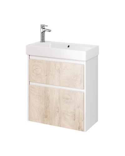 Тумба под раковину Dreja Slim 65 99.0501 подвесная Дуб кантри Белый глянец