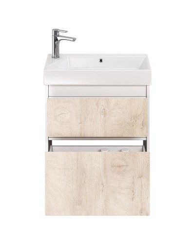 Тумба под раковину Dreja Slim 65 99.0501 подвесная Дуб кантри Белый глянец
